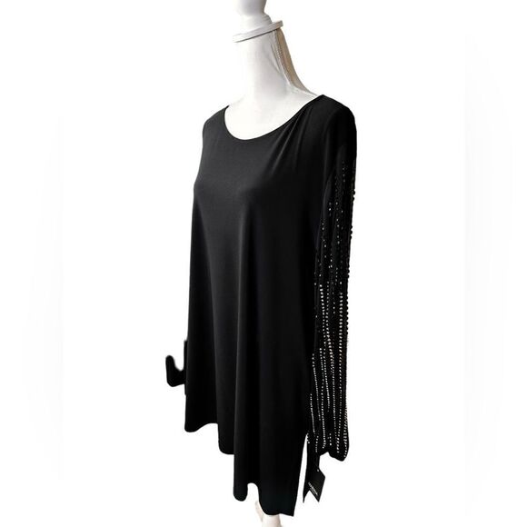 Marina Plus Size Beaded Long Sleeve Crew Neck 2-Piece Pant Set Size 20W Black - Picture 6 of 13